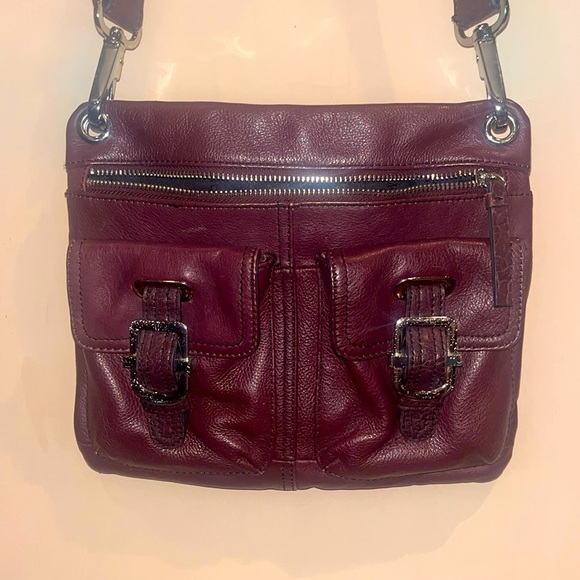 Etienne Aigner plum leather crossbody bag in preowned condition/ OS - Picture 1 of 6